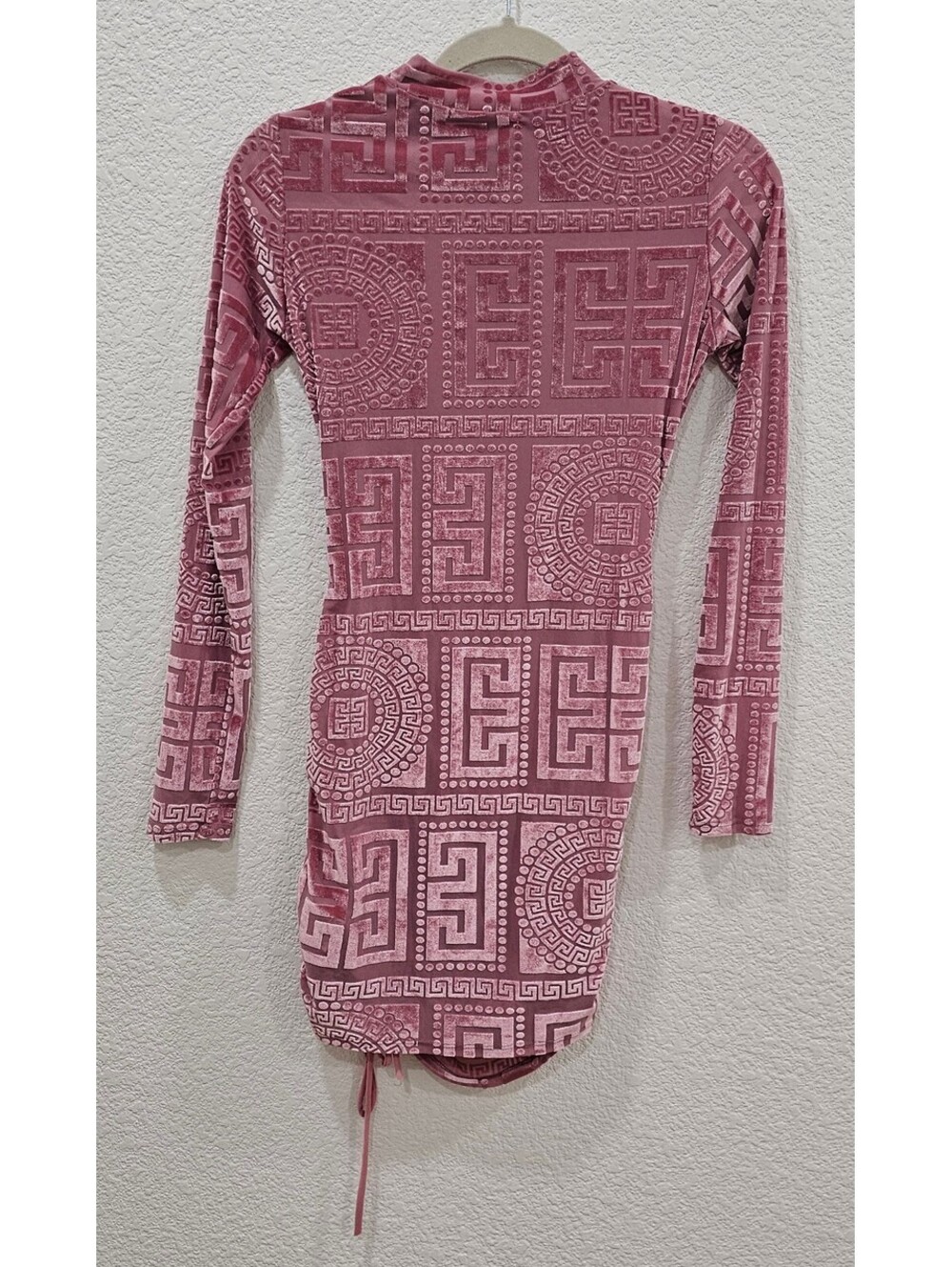 Valiant Paris Pink Velvet Mesh Bodycon Ruched Mini Dress Size M Made in France